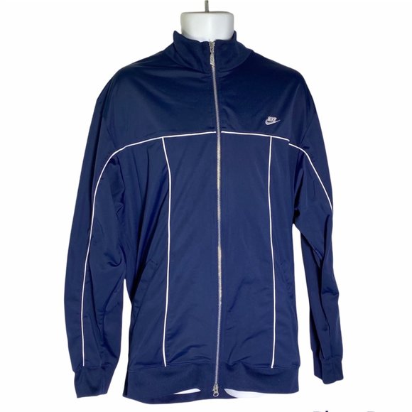 Nike Vintage Early 2000s Silver Tag Check Logo Blue Track Jacket XL - Picture 1 of 9